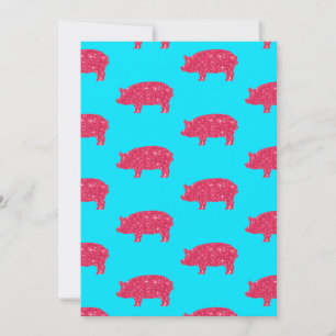 Porky Gris Silhouette Rosa Glitter Girly Farm Tack Kort