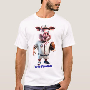 Porky Personas roliga Gris-tecken. Baseball T Shirt