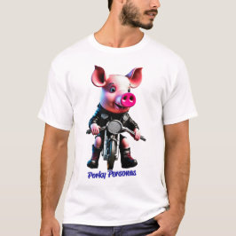 Porky Personas roliga Gris-tecken. Biker T Shirt