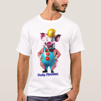 Porky Personas roliga Gris-tecken. Clown T Shirt