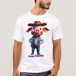 Porky Personas roliga Gris-tecken. Cowboy T Shirt