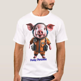 Porky Personas roliga Gris-tecken. Pilot T Shirt