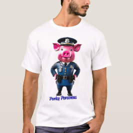 Porky Personas roliga Gris-tecken. Policeman T Shirt