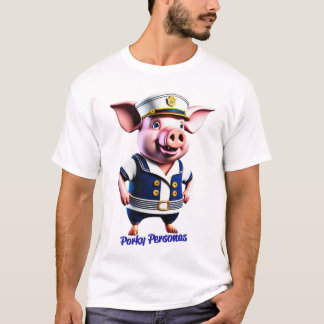 Porky Personas roliga Gris-tecken. Sailor T Shirt