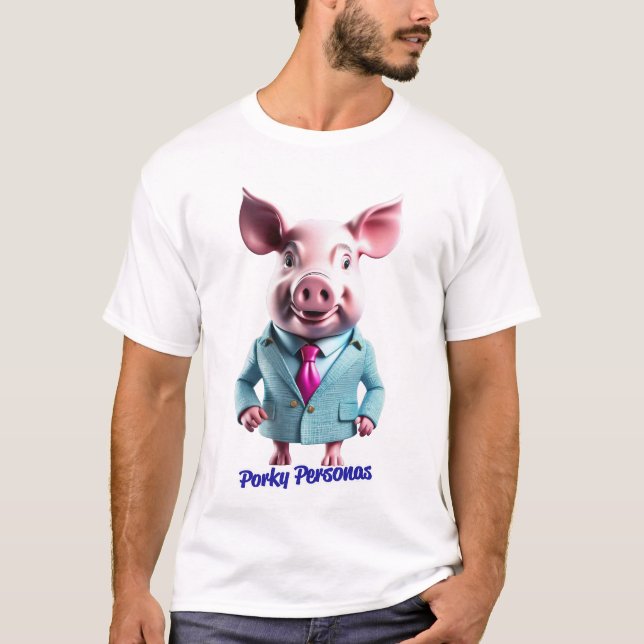 Porky Personas roliga Gris-tecken T Shirt (Framsida)