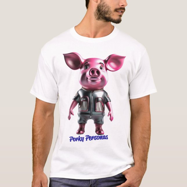Porky Personas roliga Gris-tecken T Shirt (Framsida)