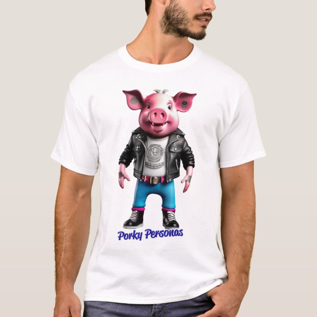 Porky Personas roliga Gris-tecken T Shirt (Framsida)