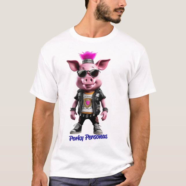 Porky Personas roliga Gris-tecken T Shirt (Framsida)