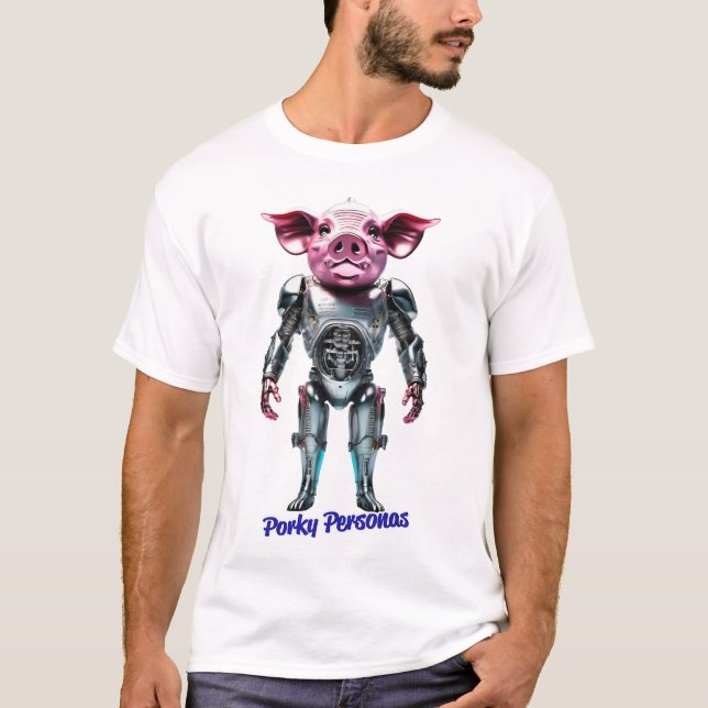 Porky Personas roliga Gris-tecken. Terminator T Shirt (Framsida)