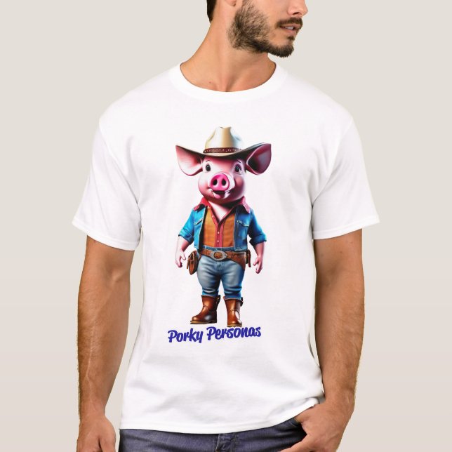 Porky Personas roligt gris tecken T Shirt (Framsida)