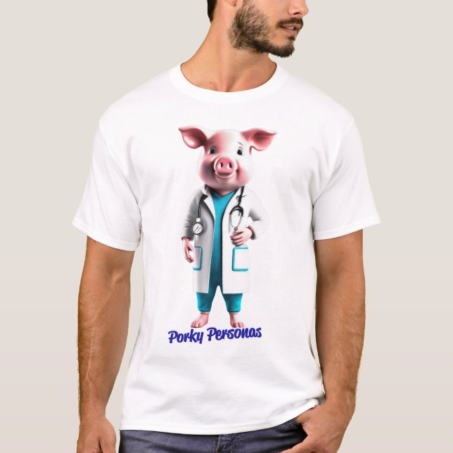 Porky Personas roligt gris tecken T Shirt (Framsida)