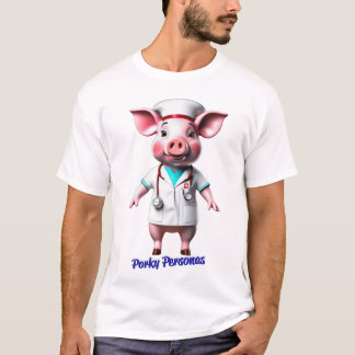 Porky Personer roliga Gris karaktärer. Sjuksköters T Shirt