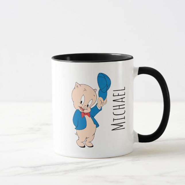 Porky Pig | Viftar med hatt Mugg (Höger)