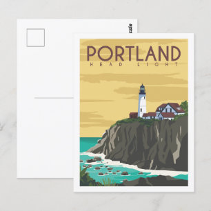 Porland Oregon Berömd Travel Ställe Illustration Vykort