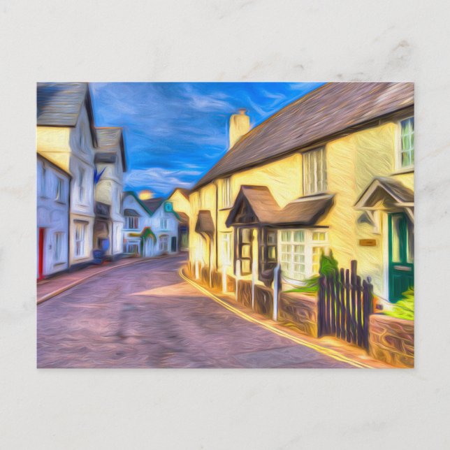 Porlock High Street Somerset Art Vykort (Framsida)