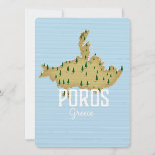 Poros Grekland Karta Illustrerad reseaffisch