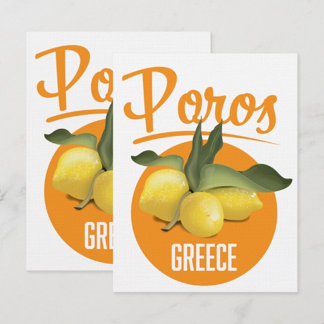 Poros Grekland reseskylt Art Print (Fram/baksida)