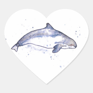 Porpoise Illustration Hjärtformat Klistermärke