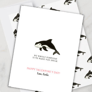 Porpoise Valentine Helgdag Card Julkort