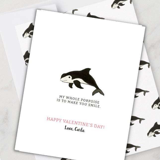 Porpoise Valentine Helgdag Card Julkort (Skapare uppladdad)