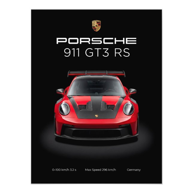 Porsche 911 GT3 RS Röd Supersbil Fototryck (Framsidan)