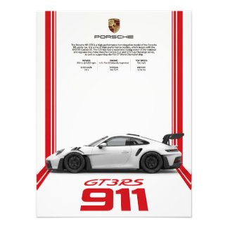 Porsche 911 GT3 RS Specs Affisch Fototryck