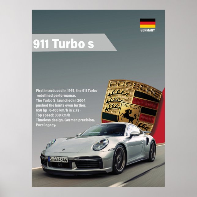 Porsche 911 Turbo S - Poster hastigheten Stil (Framsidan)