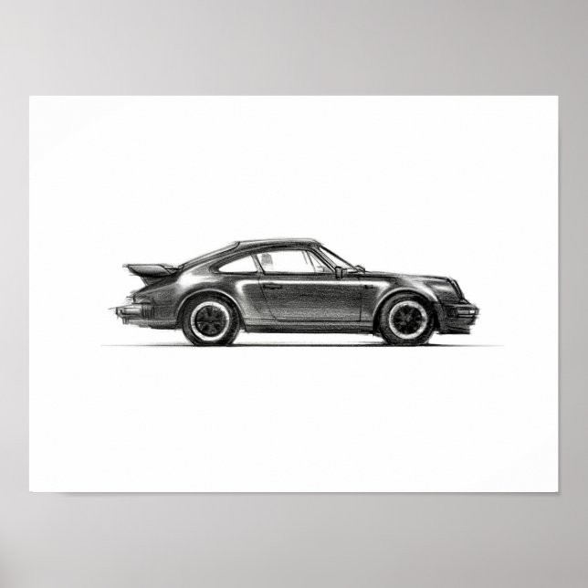 Porsche 930 Turbo-utskrift 12 x 16 Poster (Framsidan)