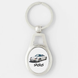 Porsche Boxster 986 keychain Ovalt Silverfärgad Nyckelring