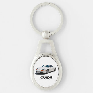 Porsche Boxster 986 keychain Ovalt Silverfärgad Nyckelring