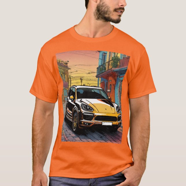 Porsche Cayenne Manar grundläggande T-Shirt (Framsida)