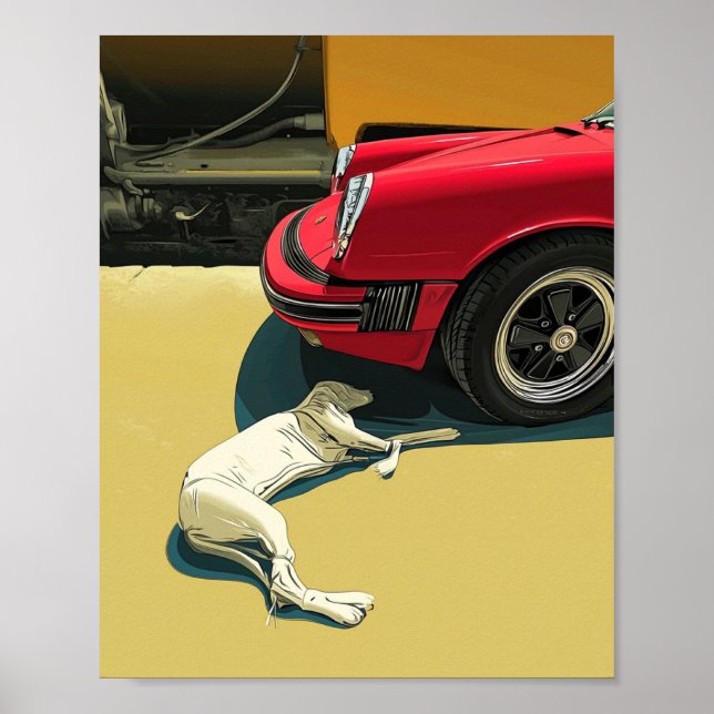 Porsche och hund poster (Framsidan)