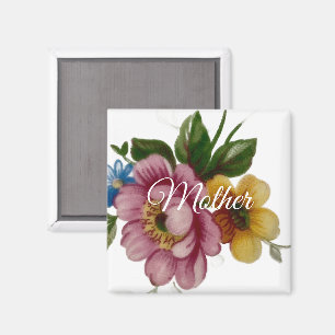 Porslininspirerad blomster magnet