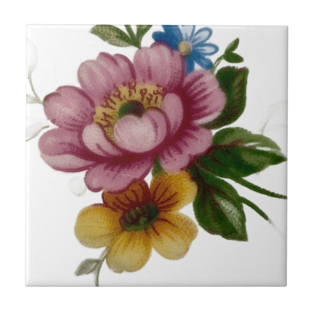 Porslininspirerat blomster kakelplatta (Framsidan)