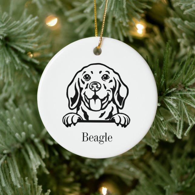 Porslinprydnad för Beagle hund, Personlig Husdjurs Julgransprydnad Keramik (Träd)