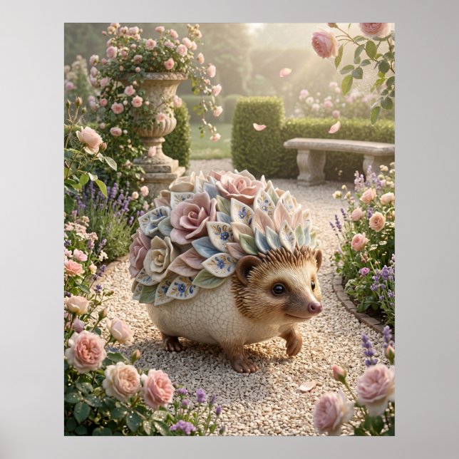 Porslins Igelkott Trädgårdslyse Poster (Framsidan)