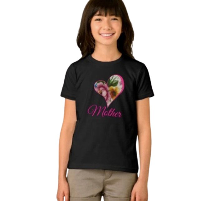 Porslinsinspirerad blomster t shirt (Cute and comfy kids’ tee for Mother’s Day—perfect for celebrating Mom with big smiles.
)