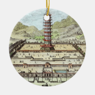Porslintorn av Nanking, pläterar 12 från 'Ent Julgransprydnad Keramik