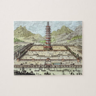 Porslintorn av Nanking, pläterar 12 från 'Ent Pussel