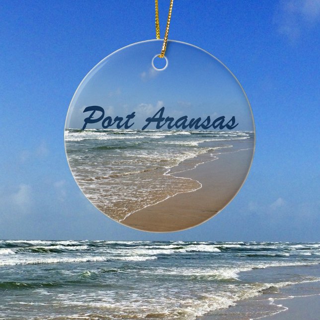 Port Aransas Beach i Texas Julgransprydnad Keramik (Skapare uppladdad)