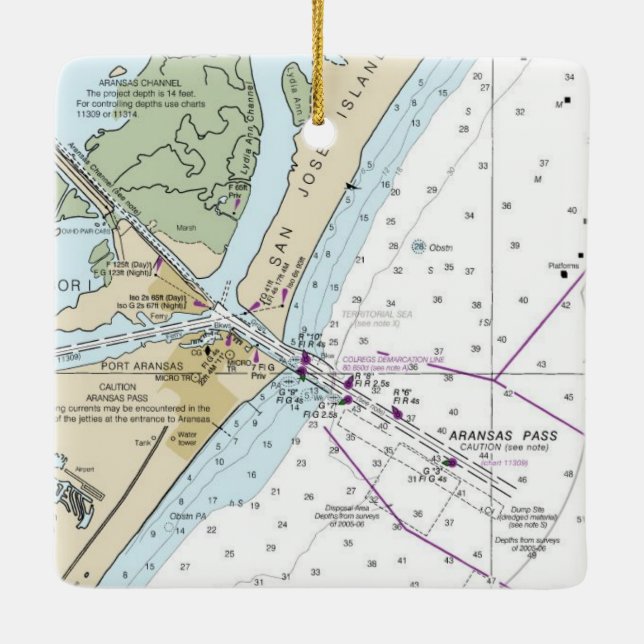 Port Aransas-diagram Julgransprydnad Keramik (Baksida)