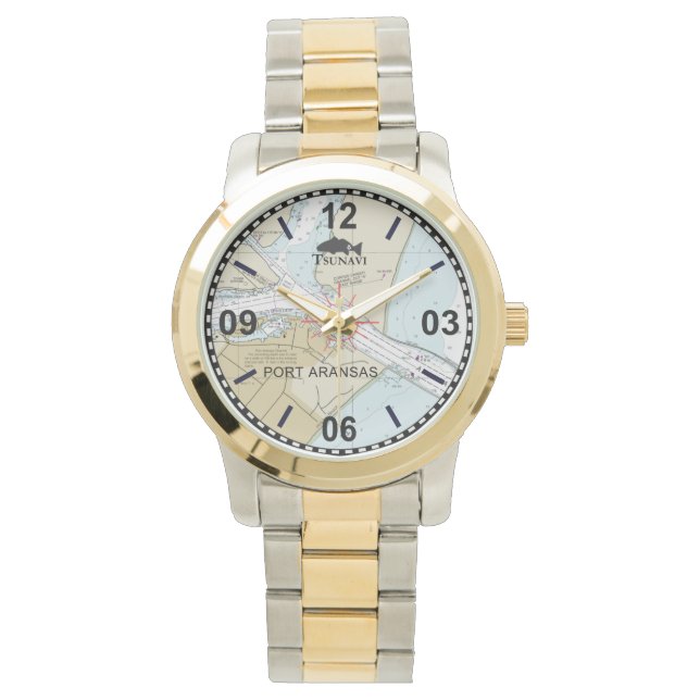 Port Aransas Nautical Chart Watch Armbandsur (Framsida)