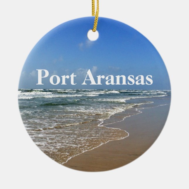 Port Aransas Texas Beach Photo Anpassningsbar jul Julgransprydnad Keramik (Framsidan)