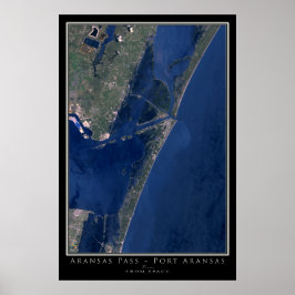 Port Aransas Texas Satellite Poster Karta