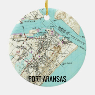 Port Aransas TX Karta Julgransprydnad Keramik