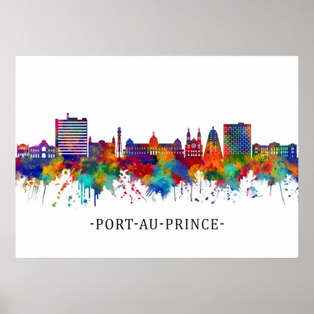 Port-Au-Prince Haiti Skyline Poster (Framsidan)