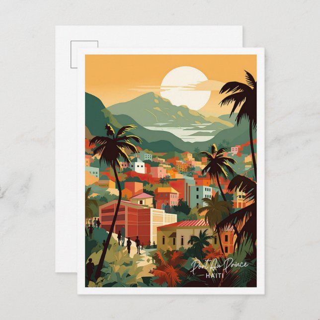Port au Prince Haitis Travel Ställe illustration Vykort (Fram/baksida)