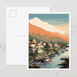 Port au Prince Haitis Travel Ställe illustration Vykort