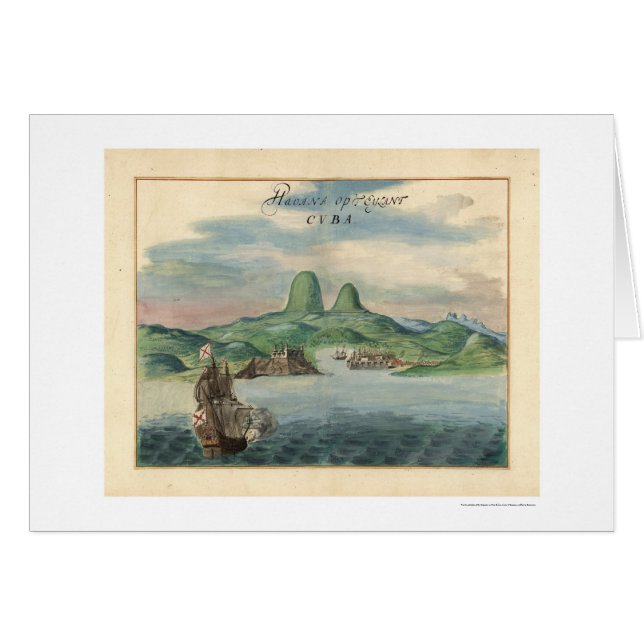Port av den Havana Kuban beskådar kartan 1639 Hälsningskort (Framsidan Horizontal)