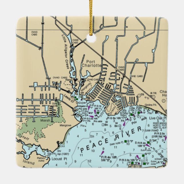 Port Charlotte Florida-diagram Julgransprydnad Keramik (Baksida)